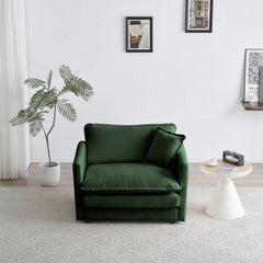 2 Seater Loveseat and Chair Set, 2 Piece Sofa & Chair Set, Loveseat and Accent Chair , 2-Piece Upholstered Chenille Sofa Living Room Couch Furniture(1+2 Seat ) ,Green Chenille