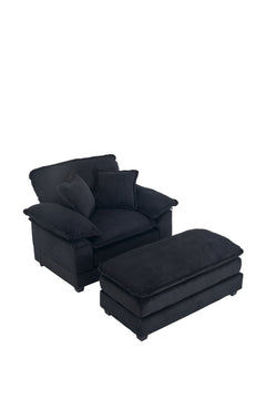 56.3 Inch Corduroy single sofa With  2 toss pillows and a ottoman ,Comfy Sofa- Deep Seat Couch for Living Room