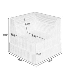 Modern Minimalist L Shape Modular Sectional Sofa, Sleeper Corduroy Couch, Comfy Space-Efficient Design, Grey