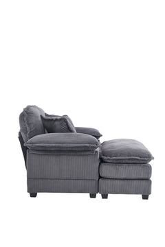 56.3 Inch Corduroy single sofa With  2 toss pillows and a ottoman ,Comfy Sofa- Deep Seat Couch for Living Room