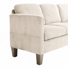 L-Shaped Sofa with Padded Corduroy: Multi-functional Design, Modern Luxury Appearance - Ideal for Living Rooms, Apartments - Easy Assembly & Maintenance,off-white