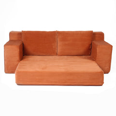 Loveseat Sofa, Comfortable Deep Seat Sofa Bed, Modern Small Corduroy Couch for Living Room Bedroom,Reversible Cushion with Pillows,No Assembly Required,Orange