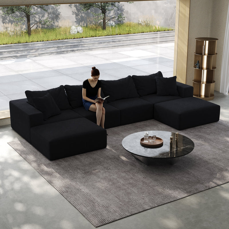 Oversized sponge cloud sofa,Modern Upholstered Sectional Sofa Couch Set,Modular 162' L Shaped Sectional Living Room Sofa Set With 6 Pillows,Free Combination Sofa Couch for Living Room,Bedroom