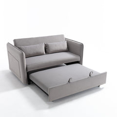 3 in 1 Convertible Sleeper Futon Sofa Bed, 55' Velvet Small Loveseat Lounge Couches with 2 Pillows, Reclining Backrest,Side Pockets for Living Room, Pull-Out Couch