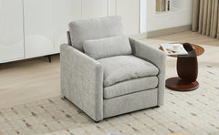 Cozy Upholstered Armchair Oversized Comfy Cloud Sofa Double Cushion Single Sofa in Light Grey Chenille, 31.9'