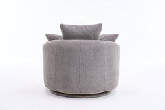 360° Swivel Chair Accent Barrel Chair Swivel Round Upholstered Sofa Chair with 3 Removable Pillows for Living Room, Bedroom, Office and Hotel, High-Resilience Sponge,Grey