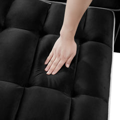 Convertible Sleeper Chair Sofa Bed with Multi-Pockets, Adjustable Pull Out Sofa for Small Spaces, Black Velvet