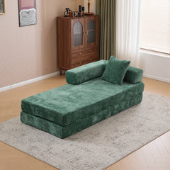 Floor Couch,Compression Sofa,Convertible Floor Sofa Bed-with Pillow Back Support Armrest,Comfy Futon Couch Lounge Sleeper Bed,Chenille fabric,for Living Room Bedroom (dark green)