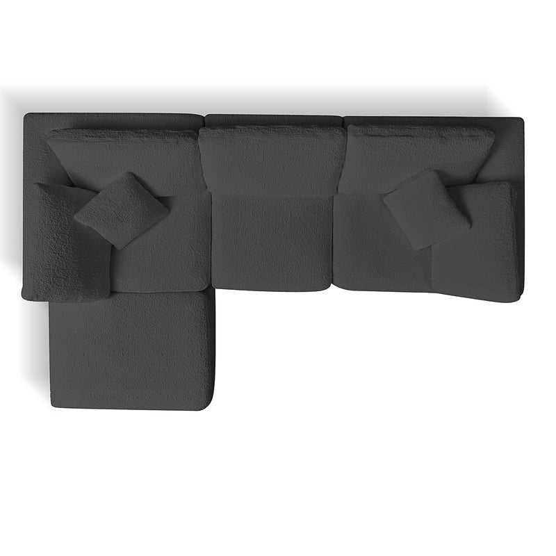 Cloud Sectional Couch for Living Room, Convertible L-Shape Sofa with Ottoman, 3 Seater Modular Design in Gray Chenille Fabric, 110 inches