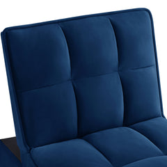 4 in1 Multi-Function Single Sofa Bed with Storage Pockets,Tufted Single Pull-out Sofa Bed with Adjustable Backrest and Pillows ,Convertible  Chaise Lounge, Navy