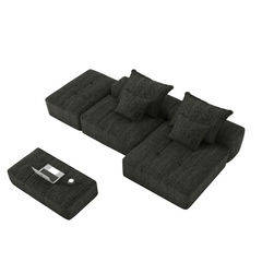 Modern Oversized Modular Sectional Sofa with Ottoman, Seat, Chaise lounge and Armrest, Sparkling Chenille Fabric Soft Cushion Sofa with 4 Pillows,4 PCS DIY Combination Tufted Sofa,No Assembly Required