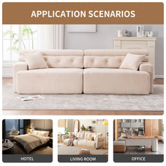 LY-029 APRICOT COMPRESSION SOFA: 4-seater combined sofa, Wood Grain Chenille fabric, full sponge compression sofa,combined sofa with 2 pillows  for living/ Home Furniture/ Apartment