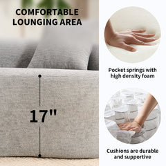 LY-025 Grey Curved Modular Sectional Sofa with 30D High-Density Chenille Upholstery, 110'' Long