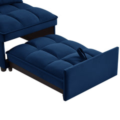4 in1 Multi-Function Single Sofa Bed with Storage Pockets,Tufted Single Pull-out Sofa Bed with Adjustable Backrest and Pillows ,Convertible  Chaise Lounge, Navy