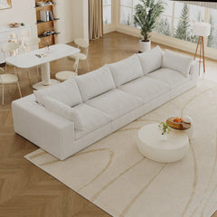 157.6'Cloud Sofa,Corduroy Fabric,Deep Seat Couches,Double-layer design,Removable  Cushion,No Assembly,DIY Combination for Living room, Bedroom,Conference room ,Apartment,White