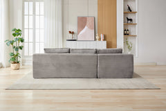 Compression Sectional Couch with Comfy Chaise, Boneless L Shape Sofa with Deep Seat, Minimalist Modular Couches Sleeper for Living Room Bedroom Apartment Lounge,corduroy,Grey