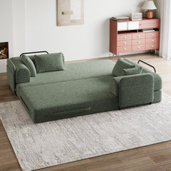 78.7-Inch Convertible Sleeper Sofa Bed with Cylindrical Pillow, Chenille Folding Mattress Couch with ,Folding Sofa Bed with Side Pocket, Floor Sofa Lounge Couch for Living Room Bedroom Lounge Studio