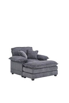 56.3 Inch Corduroy single sofa With  2 toss pillows and a ottoman ,Comfy Sofa- Deep Seat Couch for Living Room