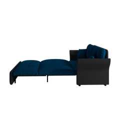 74.8' Queen Pull Out Sofa Bed, 3-in-1 Convertible Sleeper Tufted Sofa with 2 Soft Pillows,Multi-Functional Velvet Loveseat Bed,Blue(Old Sku:W1885S00083/W1885S00130)