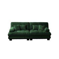 Cloud Couch 2 Seater Sofa for Living Room, Chenille 2 - Seat sofa with 2 Lumbar pillows and 2 throw pillows,Chenille Green