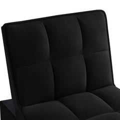 4 in1 Multi-Function Single Sofa Bed with Storage Pockets,Tufted Single Pull-out Sofa Bed with Adjustable Backrest and Pillows ,Convertible  Chaise Lounge,Black