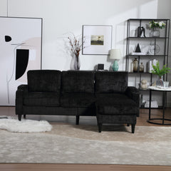 UNITED  WE WIN Sofa for three, solid wood frame, Chenille fabric, side pocket, with two cup holders, footstool with storagestorage sofa /Living room sofa cozy sectional  sofa