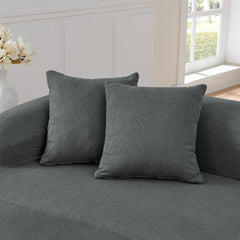 Curved Modular Sectional Sofa in Lamb's Wool Fabric, Modern Minimalist Style, Compressed (No Assembly Required), Comfy for Living Room & Bedroom - Gray