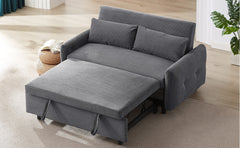 Modern Convertible Pull-out Sofa Bed with USB Ports, Dark Grey Corduroy, 57.48'