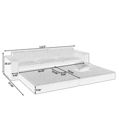 Modern Minimalist Corduroy L-Shaped Modular Sectional Sofa Bed, Beige, Foam Interior