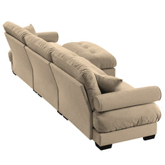 Super Comfort Oversized Modular Velvet Sectional Sofa with Movable Ottoman, Camel, Convertible L Shaped Couch for Living Room