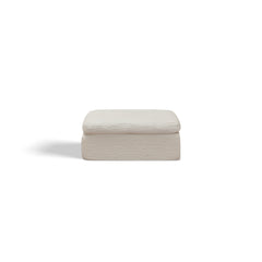 Cloud Style L-Shape Modular Sectional Sofa with Ottoman, 3 Seater Convertible Couch in Warm White, Chenille Fabric, 110' Width