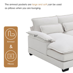 Modern U-shaped Sectional Sofa with Waist Pillows, 6-Seat Upholstered Symmetrical Sofa Furniture, Sleeper Sofa Couch with Chaise Lounge, Chenille and Velvet Options