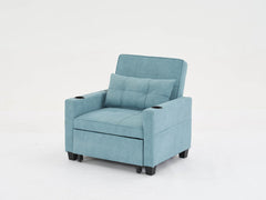 Futon Chair Bed Convertible Chair 3-in-1 Pull Out Sleeper Chair Beds with USB Ports,Wear-resistant and Anti-scratch,  Armchair Bed Sleeper for Living Room (Green Scratch Cloth)