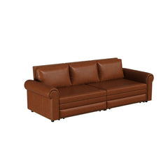 93.7 ' Pull Out Sofa Bed, 3-in-1 Faux Leather Convertible Sleeper Sofa with Nailhead Trim & Rolled Arm,Multi-Functional Sofa Bed for Living Room,Bedroom,Apartment,Office