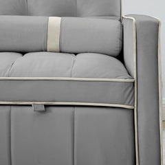 Modern 55.5' Pull Out Sleep Sofa Bed 2 Seater Loveseats Sofa Couch with side pockets, Adjsutable Backrest and Lumbar Pillows for Apartment Office Living Room