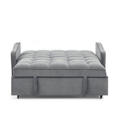 Loveseats Sofa Bed with Pull-out Bed,Adjsutable Back and Two Arm Pocket,TypeC and USB Charging with Copper nail,Grey (47'x53'x31')