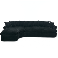 [NEW ARRIVED] [VIDEO PROVIDED]   127''  Large Sectional Sofa ,Elegant Curved Design ,High-Resilience Foam ,Ten Back Cushions,L-Shape Left Sofa,No Assembly  Required , (Black
-Soft Corduroy Fabric)