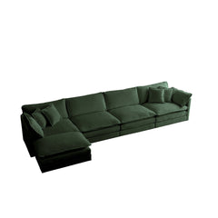Modular Sectional Sofa for Living Room,U Shaped Couch 5 Seater Convertible Sectional Couch with 1 Ottoman ,Green Chenille