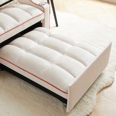 Convertible 3-in-1 Sofa Bed with USB Port and Multi-Pockets in Beige Velvet