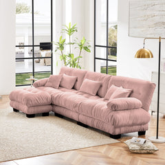 Luxury Modular Sectional Sofa Couch,Oversized L Shaped Cloud Couch for Living Room,Deep Seat Sofa Couch with Convertible Ottoman,Chenille Pink