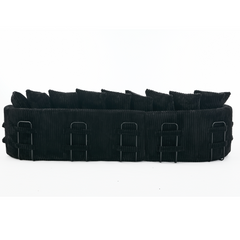 [NEW ARRIVED] [VIDEO PROVIDED]   127''  Large Sectional Sofa ,Elegant Curved Design ,High-Resilience Foam ,Ten Back Cushions,L-Shape Left Sofa,No Assembly  Required , (Black
-Soft Corduroy Fabric)