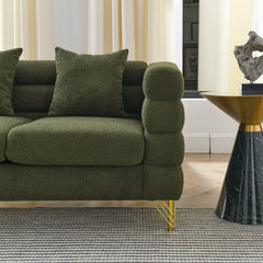 81Inch Oversized 3 Seater Sectional Sofa, Living Room Comfort Fabric Sectional Sofa - Deep Seating Sectional Sofa, Soft Sitting with 3 Pillows for Living Room, Bedroom, Office Green teddy (W834S00033)