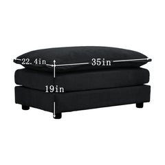 4 - Piece Upholstered Sectional Sofa, 1 - Piece of 2 Seater Sofa and 2- Piece of Ottomans , 2 Seater Loveseat Lounge with Ottomans , Black Chenille