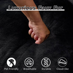 Giant Bean Bag Couch for Adults, Ultra Soft Fluffy Loveseat Bean Bag Sofa, Oversized Chase Lounge Chair Indoor for Living Room Bedroom, No Assembly Required Cozy Reading Chair with Pillows, Black