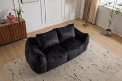 Giant Bean Bag Couch for Adults, Ultra Soft Fluffy Loveseat Bean Bag Sofa, Oversized Chase Lounge Chair Indoor for Living Room Bedroom, No Assembly Required Cozy Reading Chair with Pillows, Black