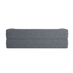 Modern Floor Sofa, with 2 Pillows, Convertible Teddy Fabric Foam Filled Bed, 15 inch Full Size Folding Mattress, Suitable for Living Room, Guest room, Game Room, Grey