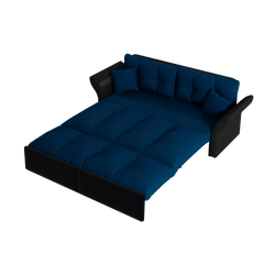 74.8' Queen Pull Out Sofa Bed, 3-in-1 Convertible Sleeper Tufted Sofa with 2 Soft Pillows,Multi-Functional Velvet Loveseat Bed,Blue(Old Sku:W1885S00083/W1885S00130)