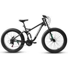 A26309 26 inch Mountain Bike,Full-Suspension 21 Speeds Drivetrain with Disc-Brake MTB Bicycle, 26*4' Fat tire Bike for Men
