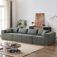 104-Inch Corduroy  Modular L Shaped Sectional Sofa,Luxury Floor Couch Set,Upholstered Indoor Furniture,Foam-Filled Compressed Sofa for Living Room,Bedroom,4 PC Free Combination