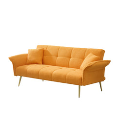 70-inch teddy fleece sofabed, convertible futon sofabed with adjustable arms and backrest, modern love sofa for living room and bedroom.